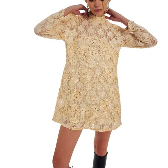 Free People Dresses & Skirts - Free People Cream and Ivory Meringue Mini Dress Size Medium
